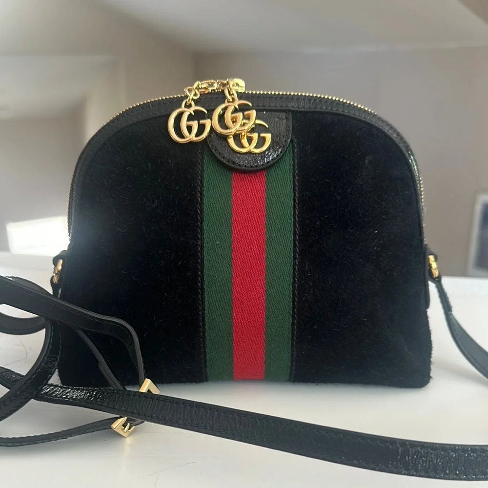 Beautiful Gucci Ophidia black suede Crossbody bag - Picture 3 of 15